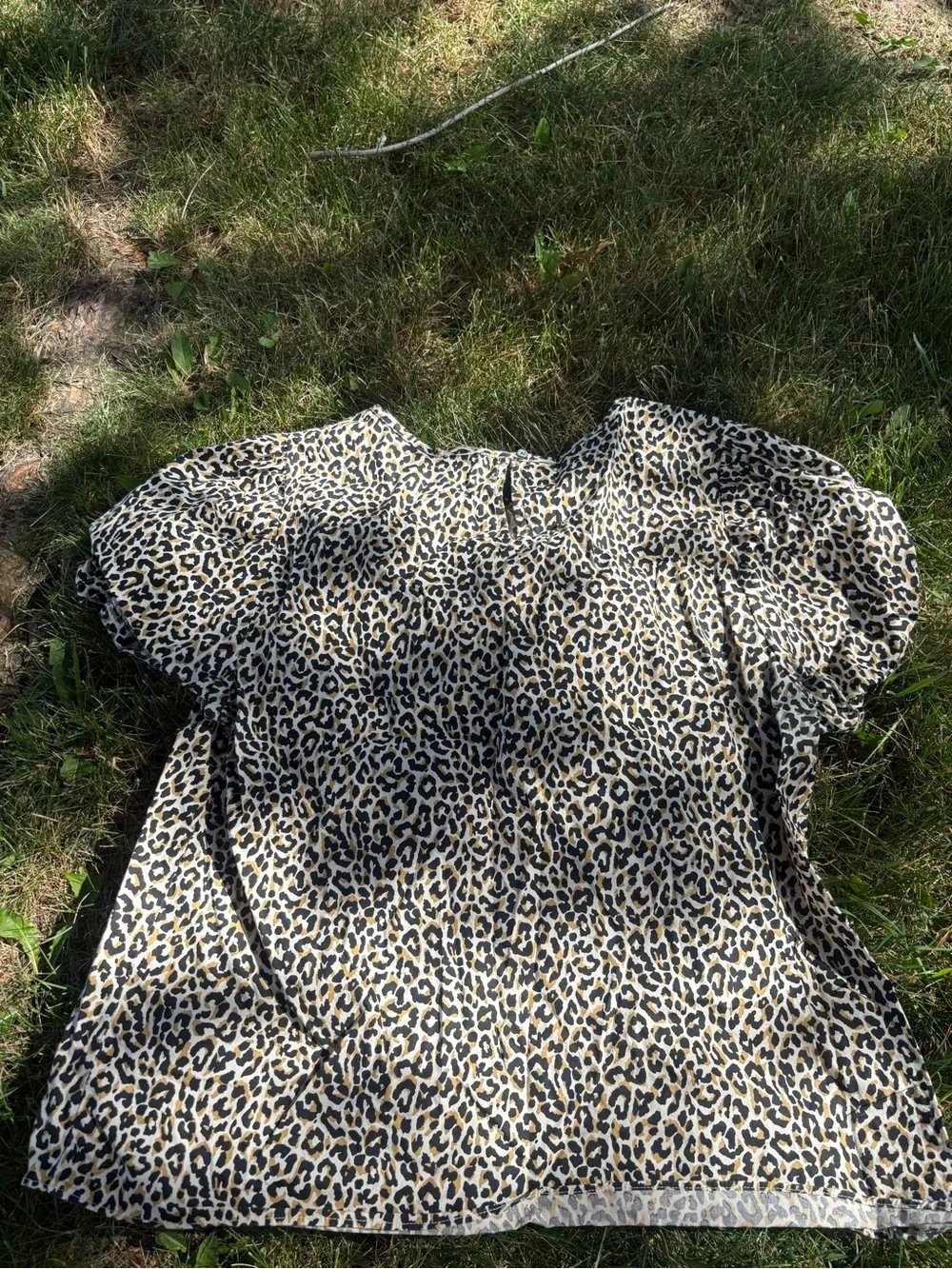 J. Crew Leopard Print Puff Sleeve Blouse in Tan and Black Large